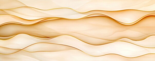 Obraz premium Beige gold watercolor idea. Abstract illustration with smooth waves in soft tones, ideal for backgrounds and designs.