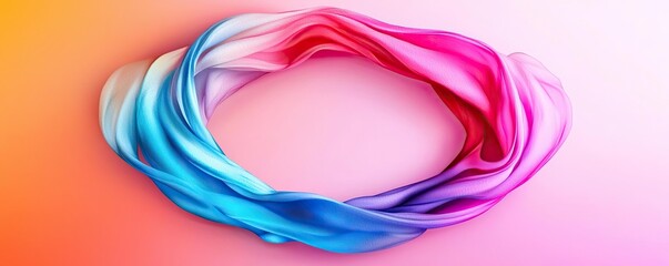 Fototapeta premium Circular watercolor concept. Colorful silk fabric swirling elegantly in a vibrant gradient; perfect for backgrounds.