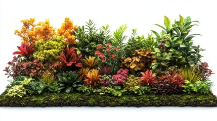 Lush Tropical Foliage with Vibrant Colors and Diverse Plant Varieties