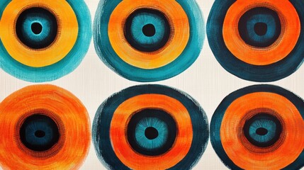 Vibrant Circles in Bold Colors on Textured Background for Modern Art