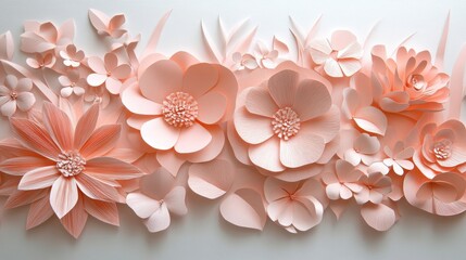 Delicate Paper Flowers in Soft Coral and Peach Tones for Decor