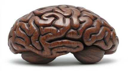 Obraz premium Intricately Carved Wooden Brain Sculpture with Detailed Texture