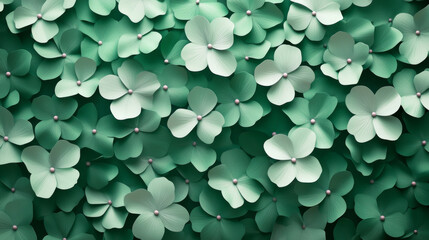 Floral seamless pattern with light green flowers on dark green in square format, for wallpaper, background and fabric design