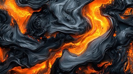 Molten lava flows, abstract art, fiery background, digital artwork, design texture