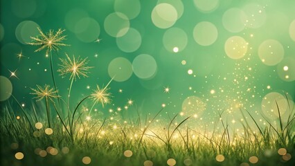 Obraz premium Enchanted Meadow with Glowing Dandelions and Sparkling Dust