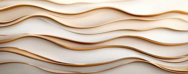 Obraz premium Beige gold watercolor idea. Elegant waves of beige and cream create a soothing, modern background texture.
