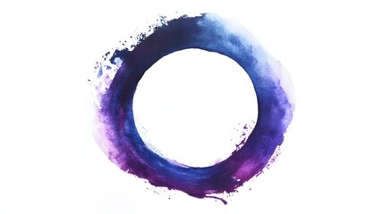 Abstract Watercolor Oval Frame Design In Purple And Blue Hues