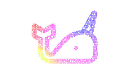 Icon narwhal is made up of LED square shapes. There are bright diodes and there are black dead diodes © Video Render