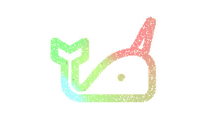 Icon narwhal is made up of LED square shapes. There are bright diodes and there are black dead diodes
