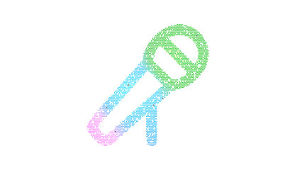 Icon microphone stand is made up of LED square shapes. There are bright diodes and there are black dead diodes