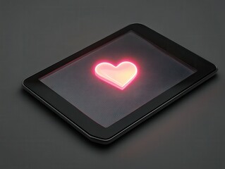 Glowing Heart on Digital Tablet Screen