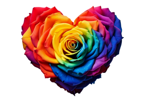 Happy valentines day love heart Shaped rainbow rose lgbt pride isolated on marble, lgbtq isolated on transparent or white background. - Powered by Adobe