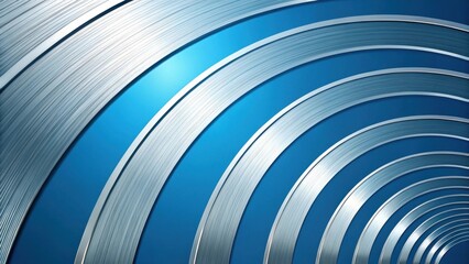 Obraz premium Abstract Metallic Arcs on a Vibrant Blue Background, Creating a Dynamic and Modern Design