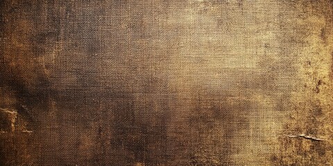 Textured brown canvas background featuring a grunge look with subtle golden highlights and darkened...