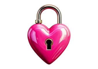 Pink heart as a lock isolated on transparent background