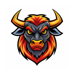 Vibrant Angry Bull Logo Design in Vector Format, White Background