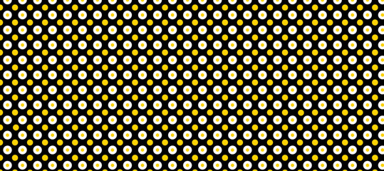 Black yellow and white polka dots pattern background