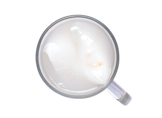 Glass of coconut water, coconut juice isolated