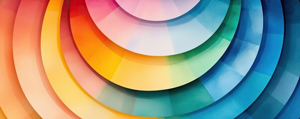 Obraz premium Circular watercolor concept. Colorful abstract circles creating a vibrant and dynamic visual effect.