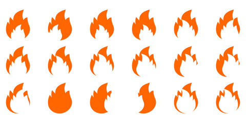 collection of fire logo icon designs, professional fire icons, fire logo designs, silhouettes, badges, blazing fire, burning, hot, burning, warning, fire symbols