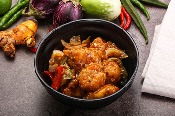 Chinese cuisine - prawn with chili sauce