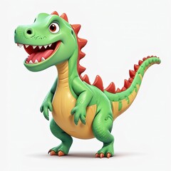 Fototapeta premium 3d dragon or dinosaur cartoon illustration with a smile isolated on white background