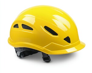 Yellow safety helmet isolated on white background.