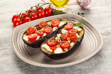 Baked eggplant with cheese and tomato