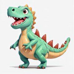Fototapeta premium 3d dragon or dinosaur cartoon illustration with a smile isolated on white background