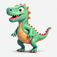 Obraz premium 3d dragon or dinosaur cartoon illustration with a smile isolated on white background