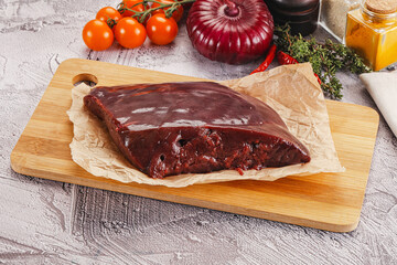 Raw beef liver for cooking