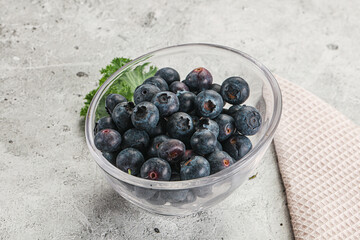 Sweet ripe blueberry on the bowl