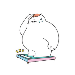 体重を測る肥満の人