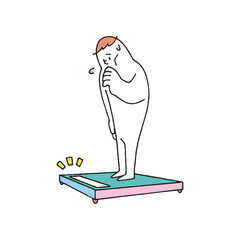 体重を計測するガリガリの人