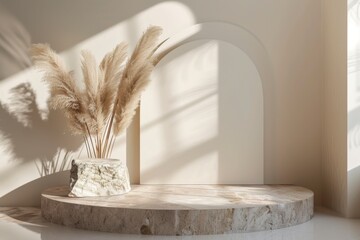 Elegant Natural Decor with Pampas Grass in Modern Interior Setting