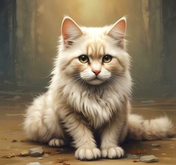Fototapeta premium Illustration of fluffy cute pet.