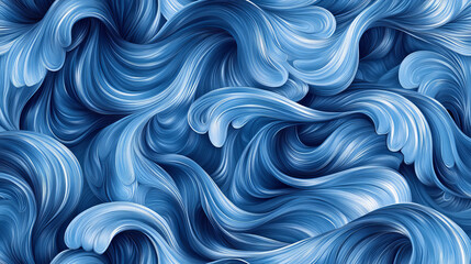 Blue ocean and sea waves seamless pattern with water surf. Marine nature or summer beach vector background with natural ornament of sea water waves, blue curves of ocean beach tides and river streams