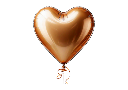 Beige heart shape balloon isolated on transparent or white background