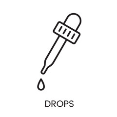 An icon of a dropper releasing a droplet in vector, representing precise dosage for liquid medications, with an editable stroke
