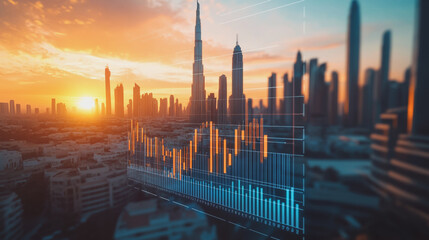 Fototapeta premium Abstract business Financial charts show a significant increase in profits in the stock market.This is driven by higher interest rates and continued growth. In the innovation world network of financial