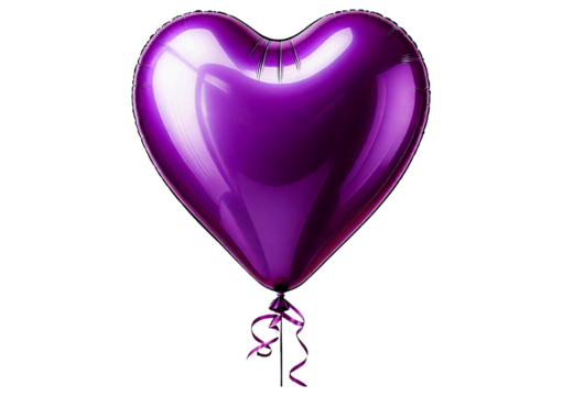 Purple heart shape balloon isolated on transparent or white background - Powered by Adobe