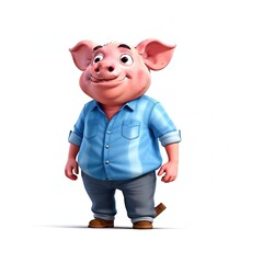 Fototapeta premium 3d pig cartoon illustration with a smile isolated on white background