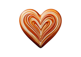 Heart shaped cookie with striped glaze isolated on transparent background