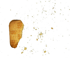 dirty cookie crumbs with white background