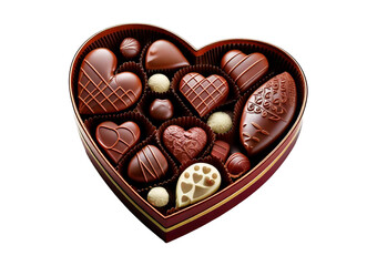 Chocolate valentine side view isolated on transparent or white background