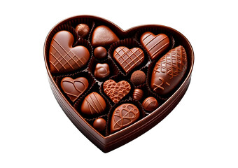 Chocolate valentine side view isolated on transparent or white background