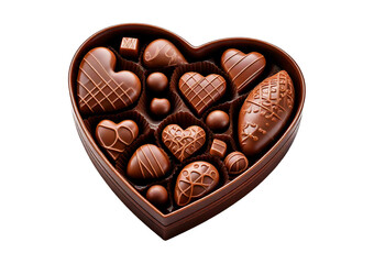 Chocolate valentine side view isolated on transparent or white background