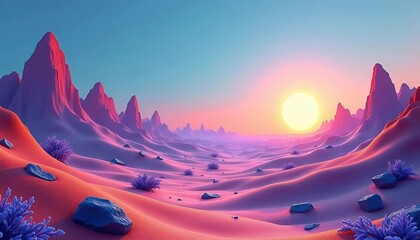 Martian landscape isolated on transparent background