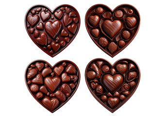 Chocolate valentine side view isolated on transparent or white background