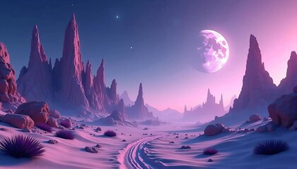 Martian landscape isolated on transparent background
